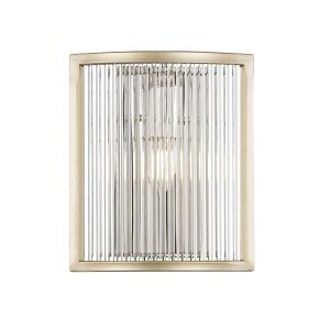 Impex Antigua 1 lamp Art Deco wall light with crystal rods in matt gold on white background