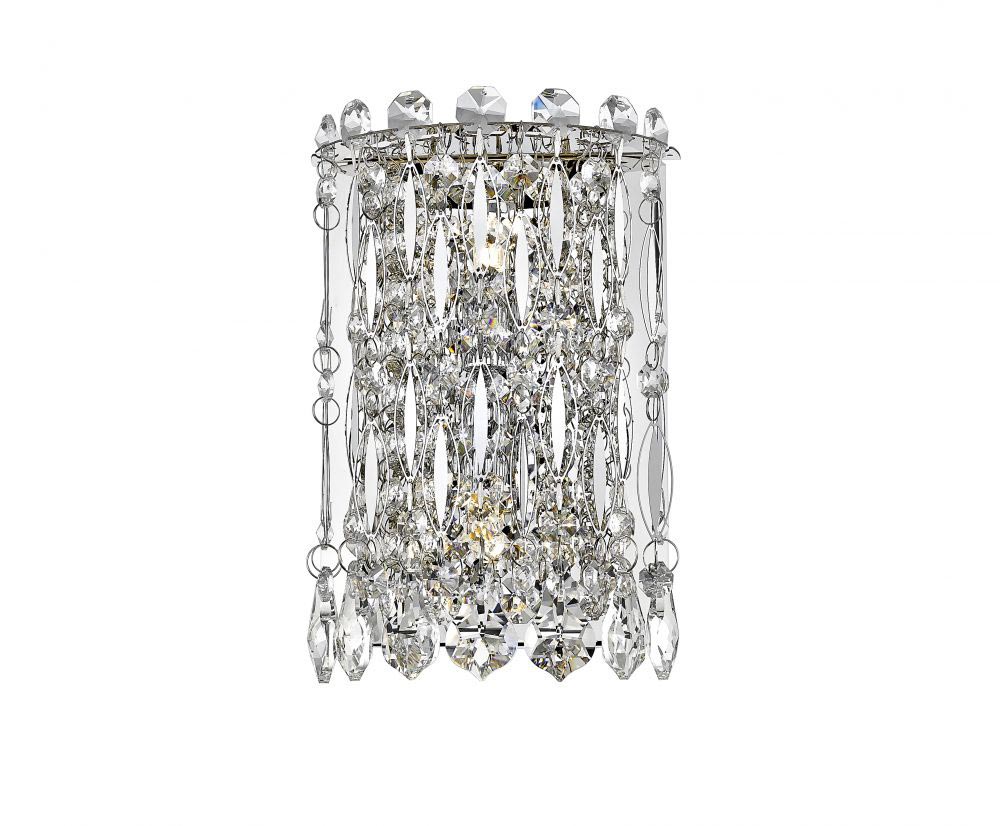 Impex Alita 2 Lamp Traditional Crystal Wall Light Polished Chrome