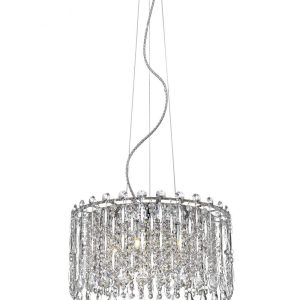 Impex Alita Crystal 5 lamp pendant ceiling light in polished chrome