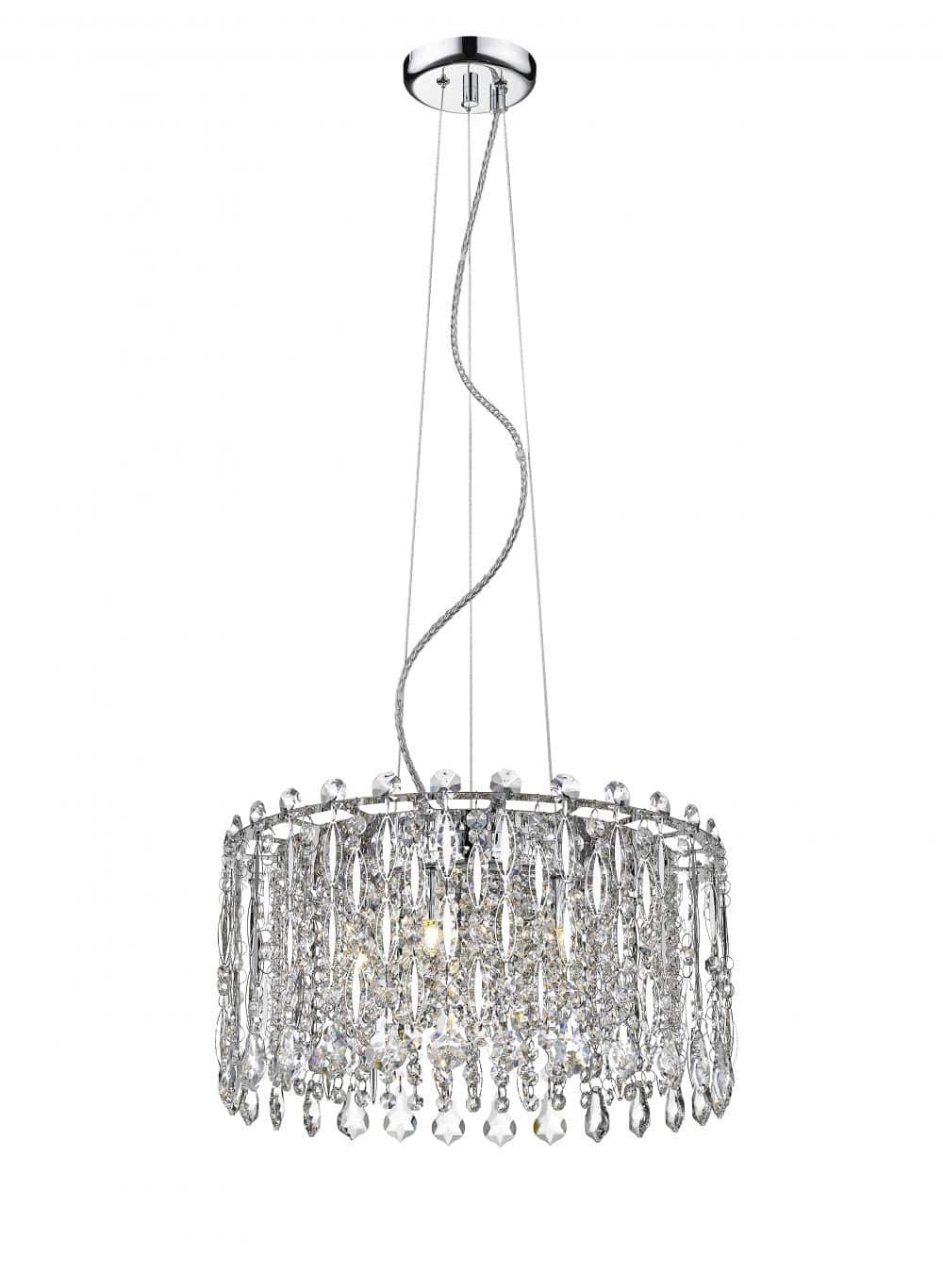 Impex Alita Crystal 5 Lamp Pendant Ceiling Light Polished Chrome