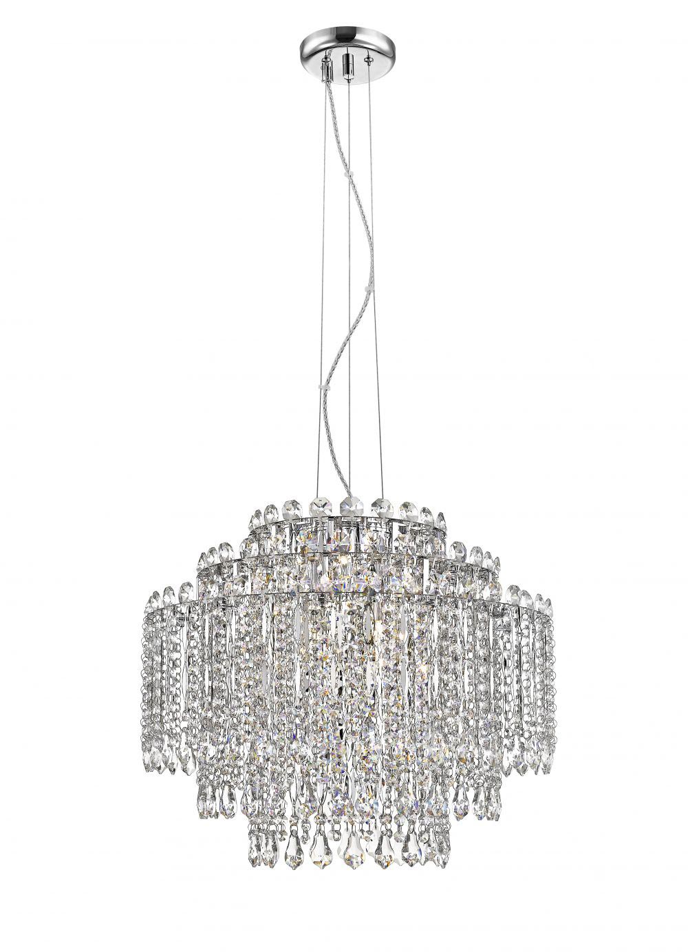 Impex Alita Crystal 8 Light Tiered Ceiling Pendant Polished Chrome
