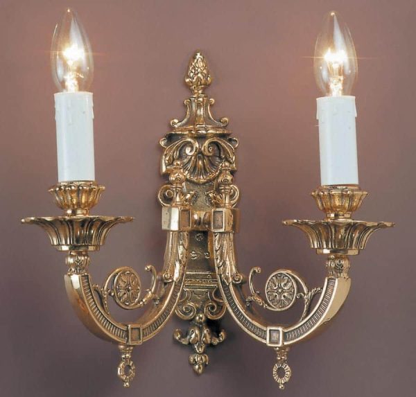 Impex Chelsea Solid Polished Brass Twin Wall Light Brooklands Collection
