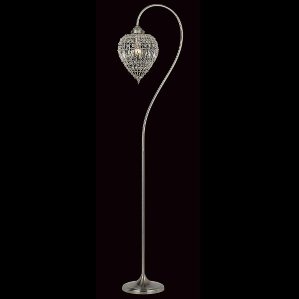 Impex Bombay 1 light Moroccan style crystal floor lamp in satin nickel