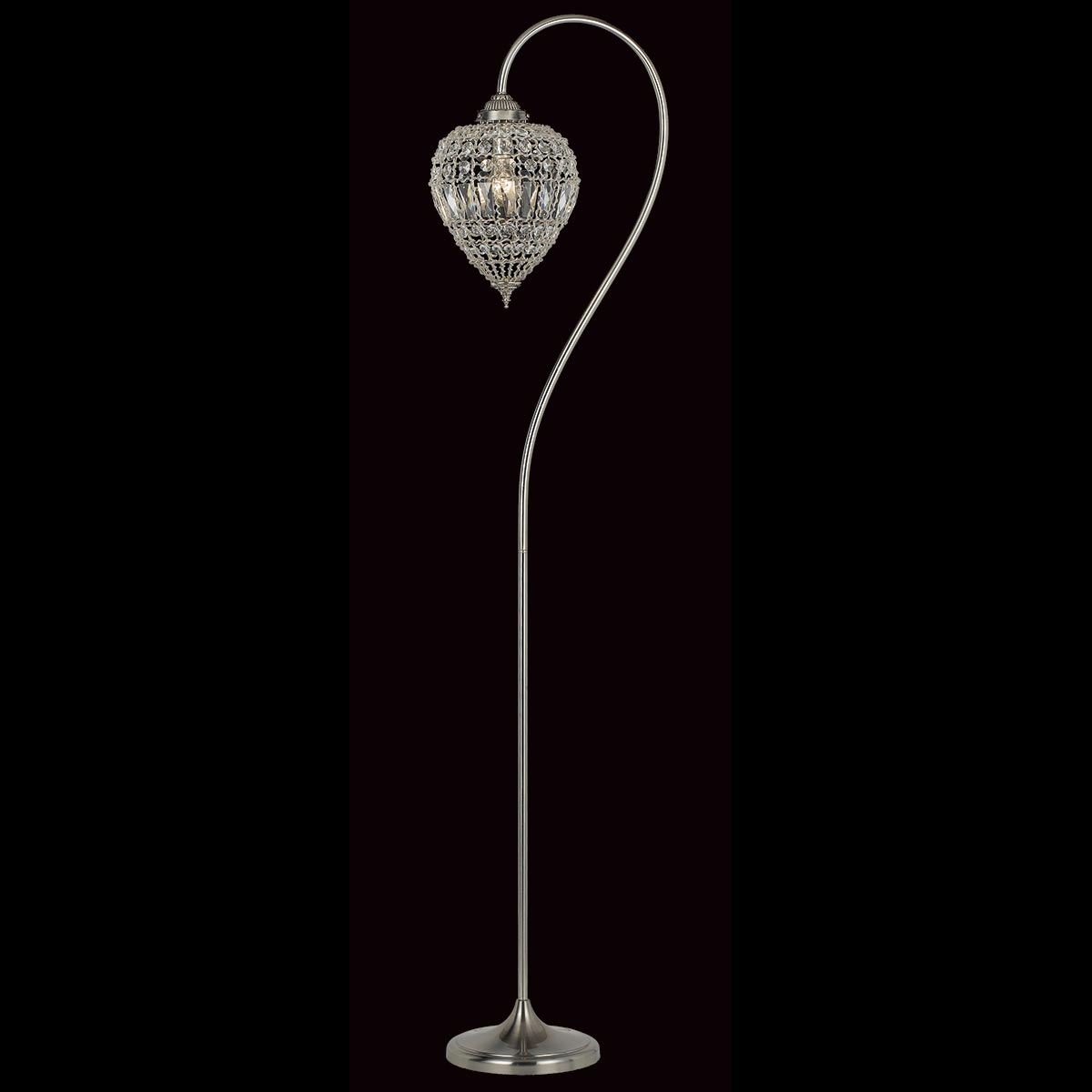 Impex Bombay 1 Light Moroccan Style Crystal Floor Lamp Satin Nickel