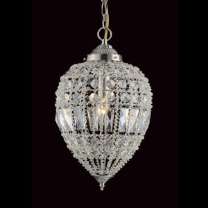 Impex Bombay large 1 light Moroccan style crystal ceiling pendant in satin nickel