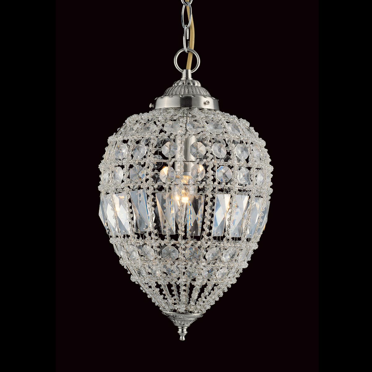 Impex Bombay Large 1 Light Moroccan Style Crystal Pendant Satin Nickel