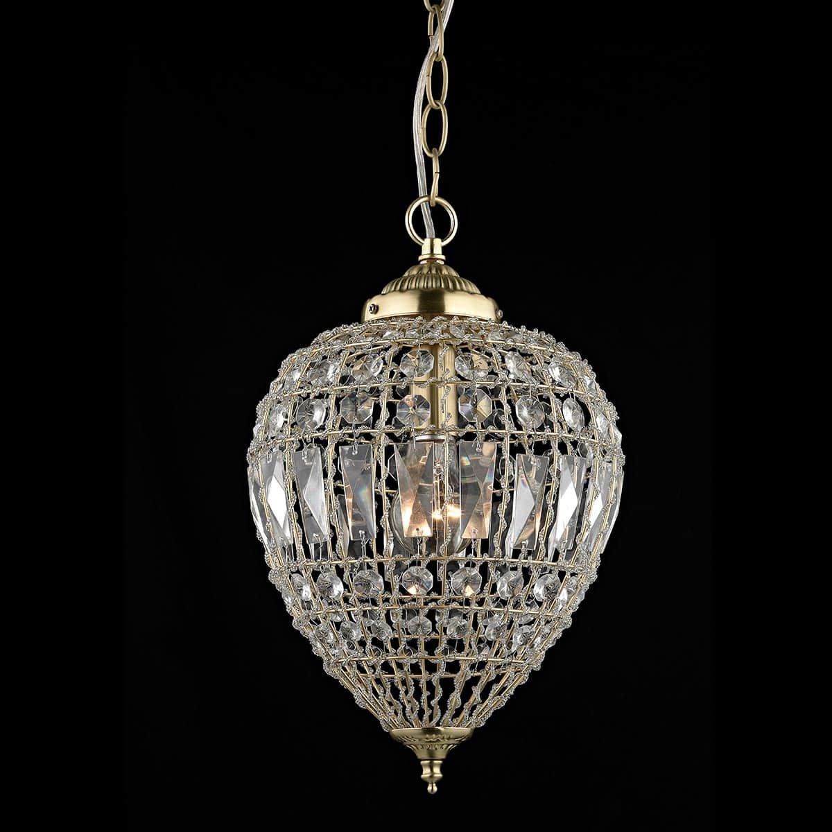 Impex Bombay Large 1 Light Moroccan Style Crystal Pendant Satin Brass