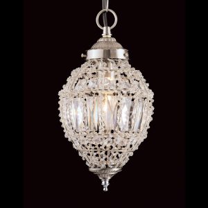 Impex Bombay small 1 light Moroccan style crystal ceiling pendant in satin nickel
