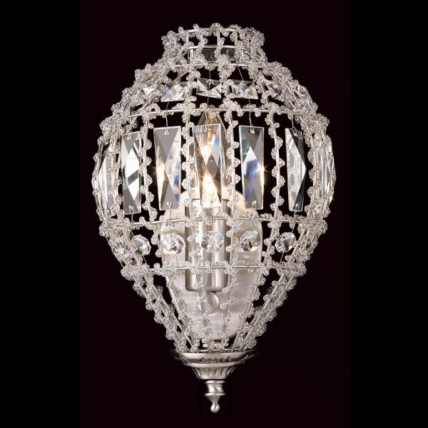 Impex Bombay 1 lamp Moroccan style crystal wall light in satin nickel