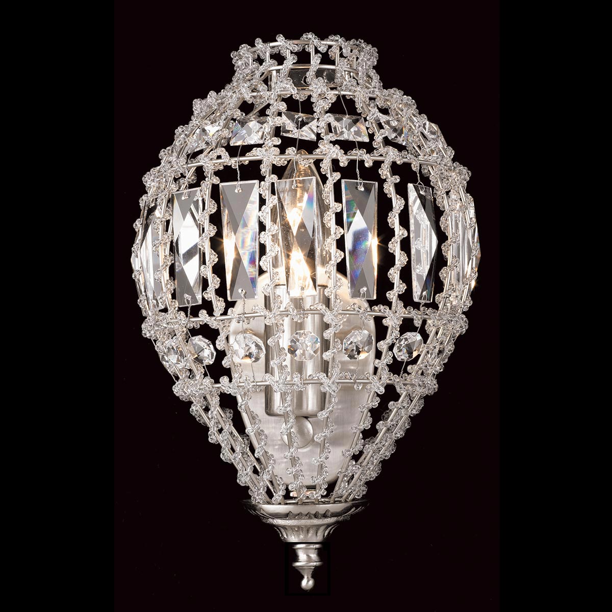 Impex Bombay 1 Lamp Moroccan Style Crystal Wall Light Satin Nickel