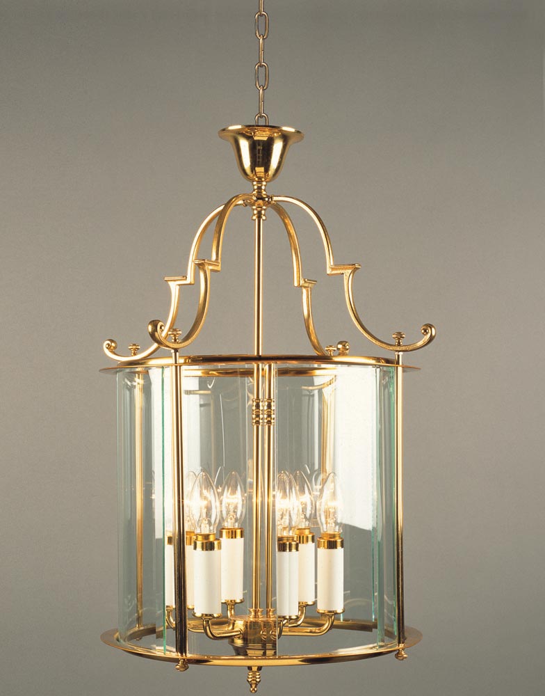 Impex Colchester Georgian 6 Light Hanging Lantern Polished Brass