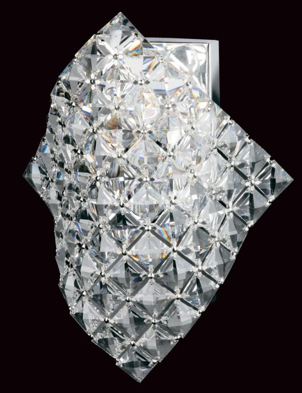 Impex Diamond Cube Strass Crystal 1Light Art Deco Wall Light Chrome