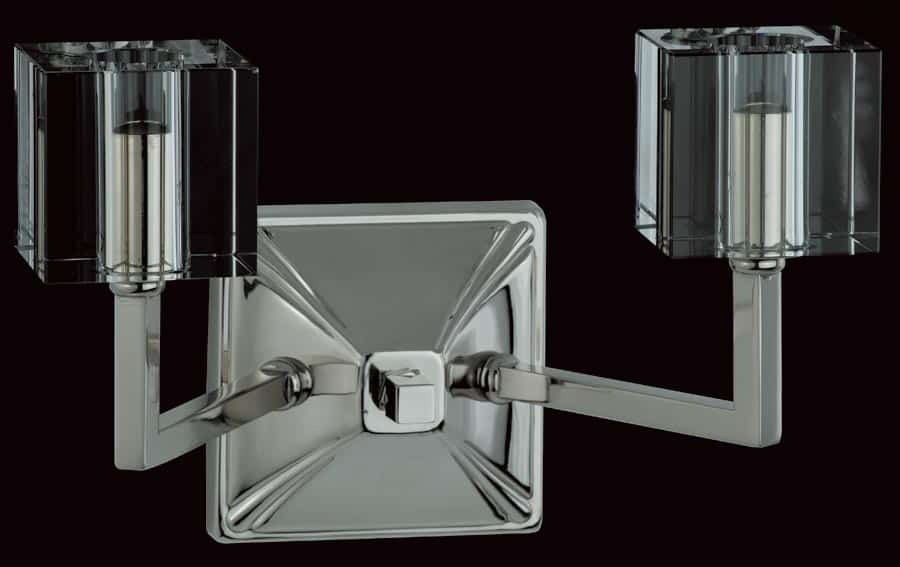 Impex Cube Modern Optic Twin Wall Light Polished Nickel