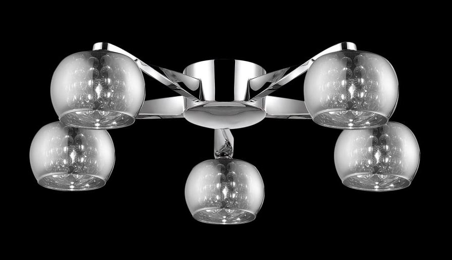 Impex Deni Flush 5 Light Chrome Ceiling Light With Crystal Detail