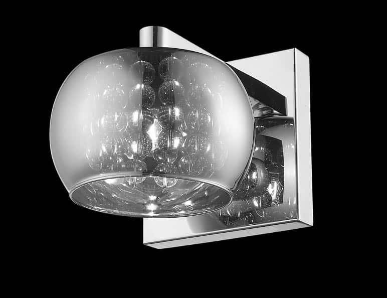 Impex Deni Single Polished Chrome Wall Light With Crystal Detail