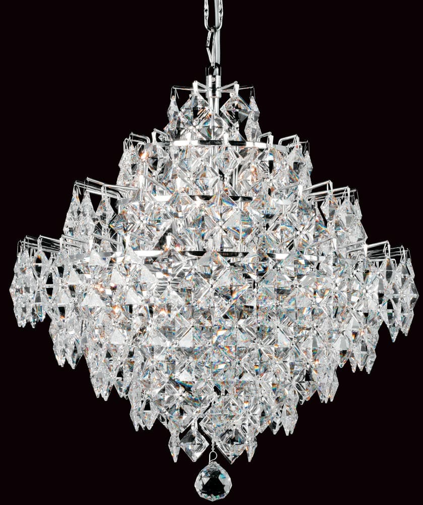 Impex Diamond Strass Crystal 12 Light Art Deco Chandelier Chrome