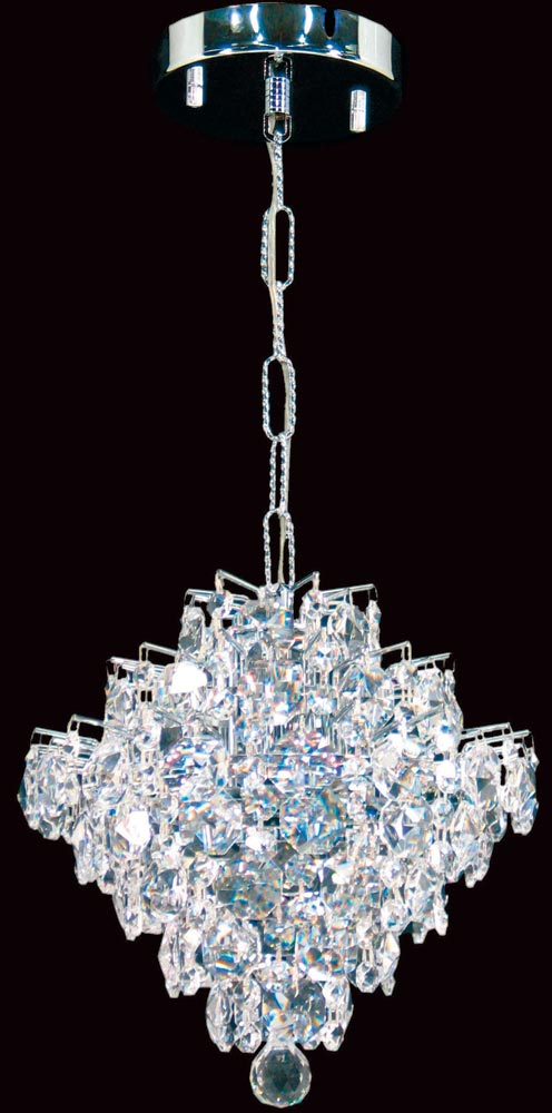 Impex Diamond Small Strass Crystal 1Light Art Deco Pendant Chrome