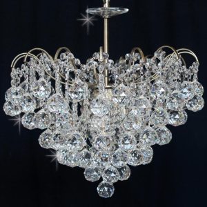 Impex Emmie 5 Light Crystal Pendant Chandelier Antique Brass