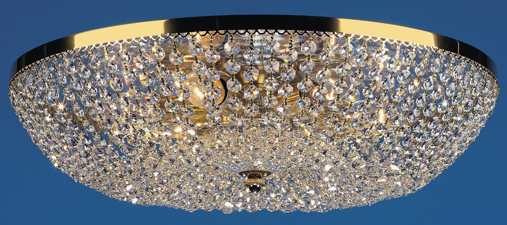 Essen  Gold Plated Flush 6 Lamp Strass Crystal Ceiling Light