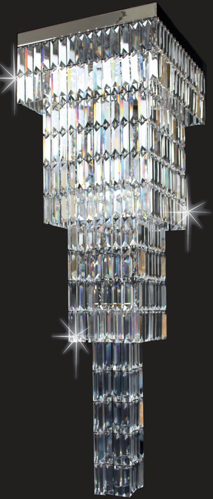 Impex Square Crystal Art Flush 4 Light Chandelier Polished Chrome