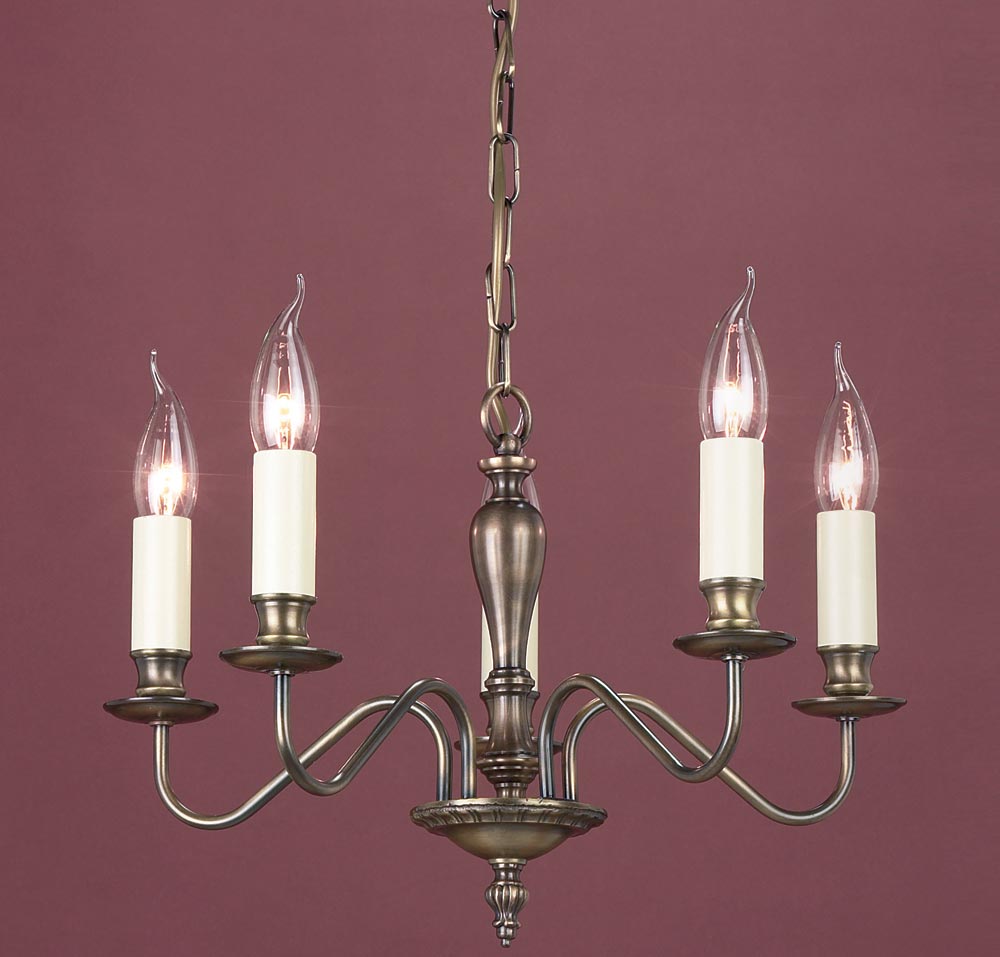 Impex Georgian Bronze Finish 5 Light Chandelier Brooklands Collection