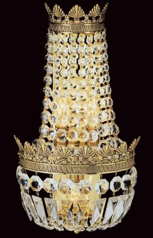 Impex Hamburg Large 3 Lamp Empire Style Crystal Wall Light Gold Plated