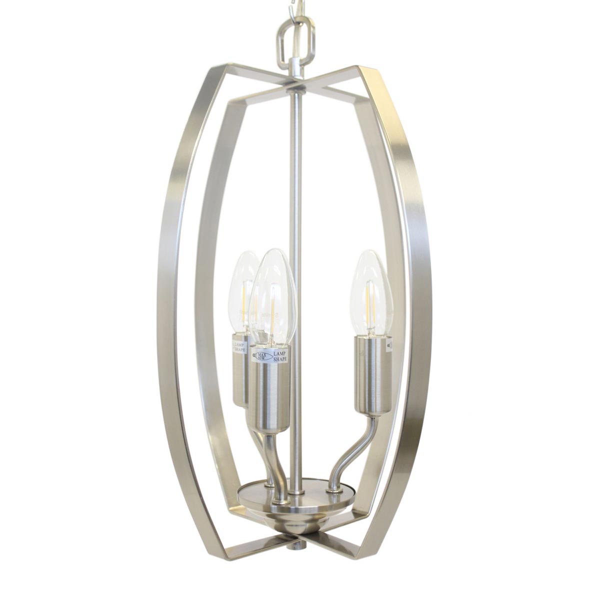 Impex Alexis 3 Lamp Cage pendant Ceiling Light Satin Nickel
