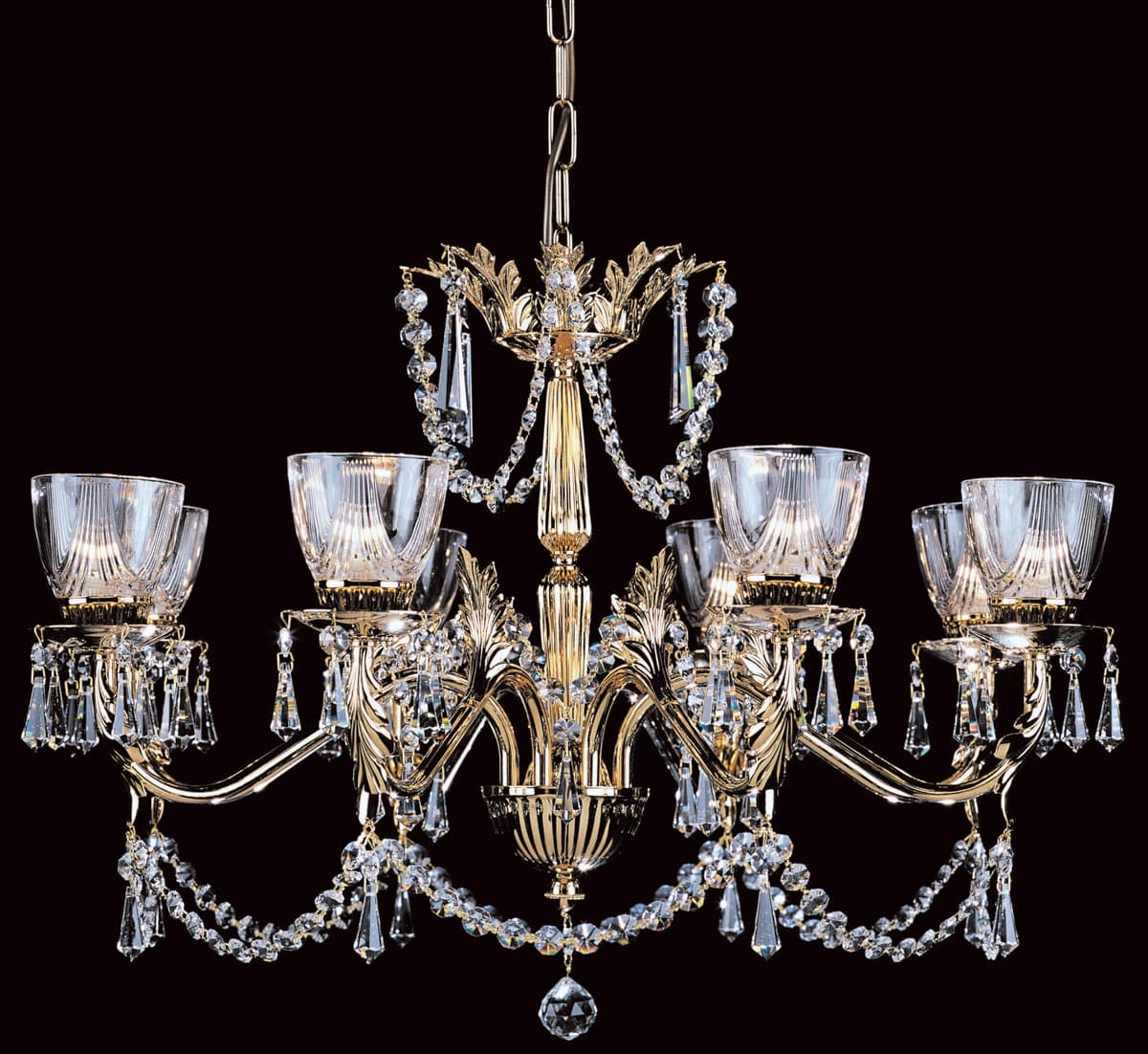 Impex Livorno Strass Crystal 8 Light Chandelier Gold