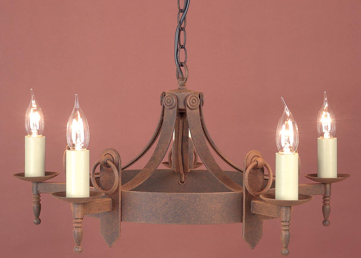 Impex Mitre Aged Iron Work 5 Light Gothic Chandelier Made In Britain