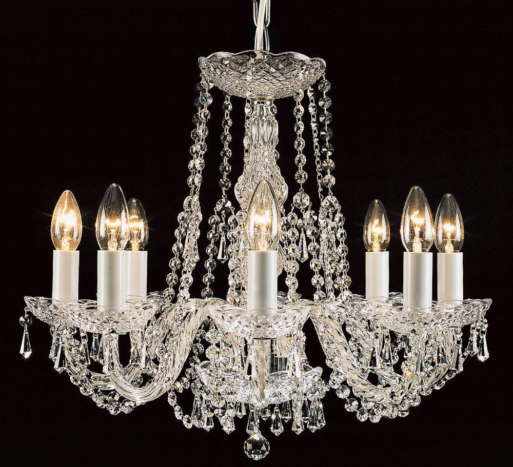 Impex Modra Chrome 8 Light Georgian Style Chandelier Strass Crystal