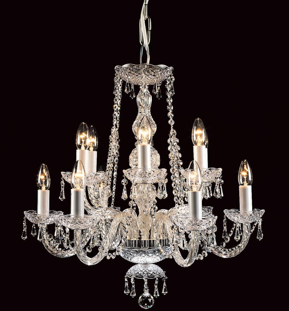 Impex Modra Chrome 12 Light Georgian Style Chandelier Strass Crystal