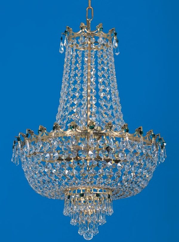Impex Munich Strass Crystal 8 Light Empire Chandelier Gold Plated
