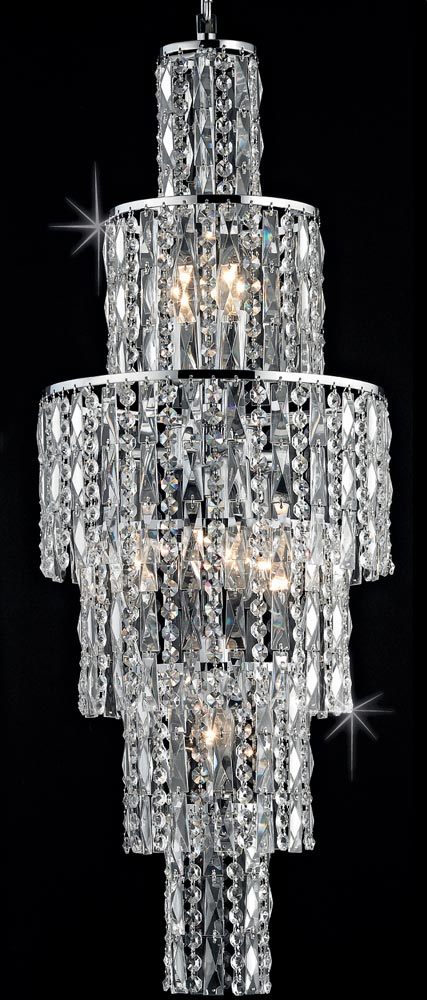Impex New York 6 Light Crystal Cascade Chandelier Polished Chrome