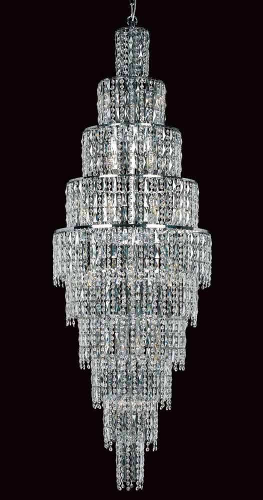 Impex New York Large 24 Light Crystal Chandelier Polished Chrome