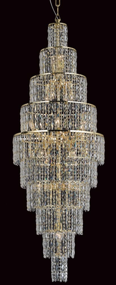 Impex New York Large 24 Light Crystal Cascade Chandelier Gold