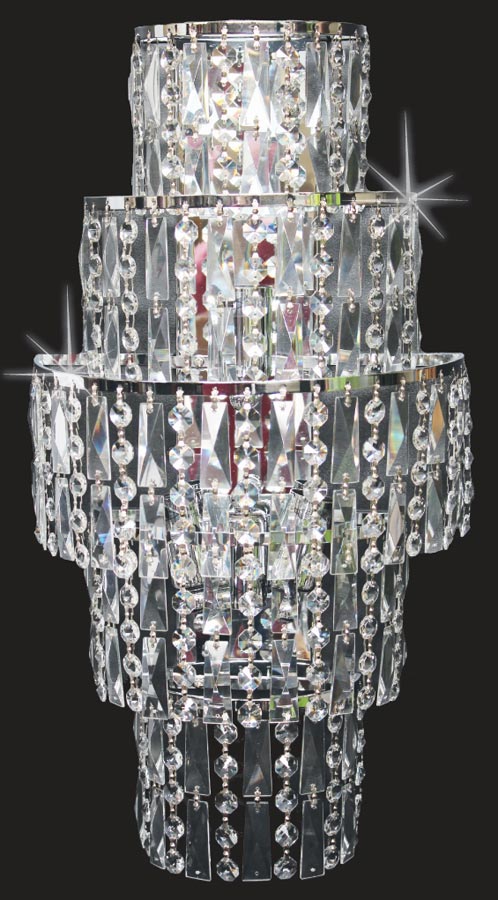 Impex New York 3 Light Crystal Cascade Wall Light Polished Chrome