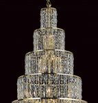 Impex New York Large 24 Light Crystal Cascade Chandelier Gold