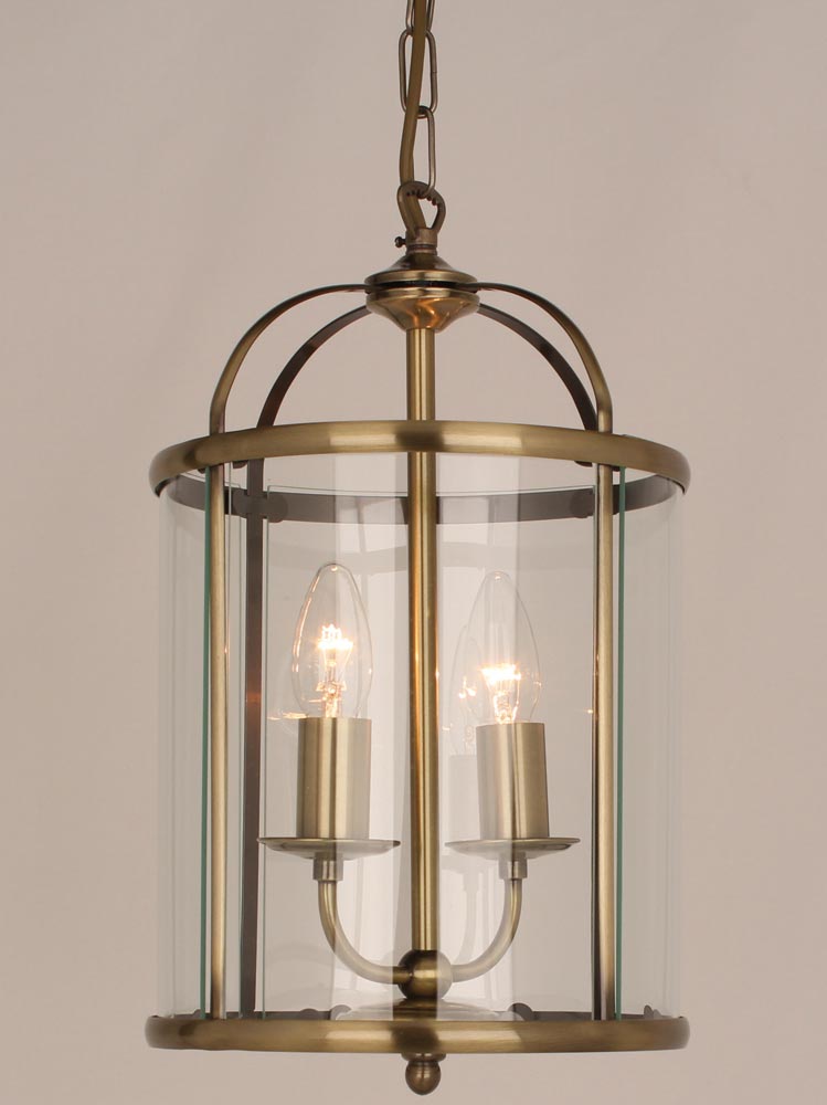 Impex Orly 2 Light Traditional Hanging Lantern In Antique Brass