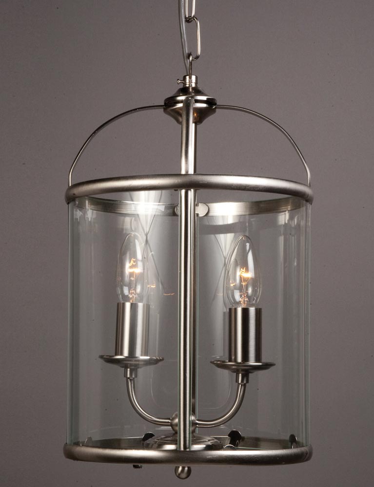 Impex Orly 2 Light Traditional Hanging Lantern In Satin Nickel