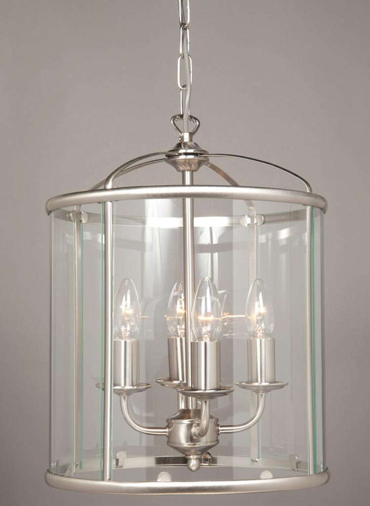 Impex Orly 4 Light Traditional Hanging Lantern In Satin Nickel