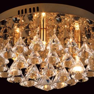 Impex Parma Small Circular Gold 4 Light Flush Crystal Ceiling Light
