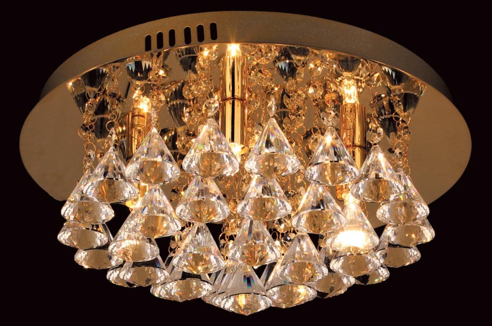 Impex Parma Small Circular Gold 4 Light Flush Crystal Ceiling Light