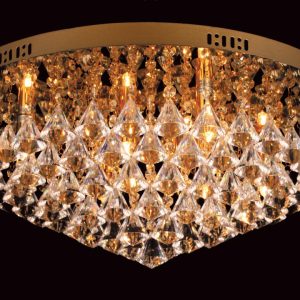 Impex Parma Circular Gold 6 Light Flush Crystal Ceiling Light