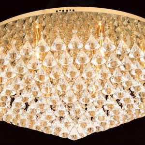 Impex Parma Large Circular Gold 12 Light Flush Crystal Ceiling Light