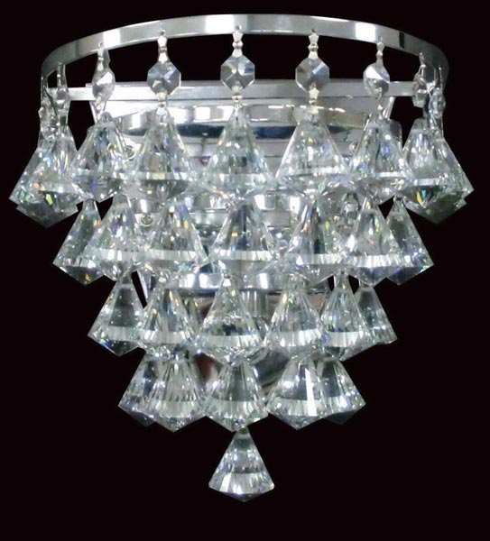 Impex Parma Flush Half Round Crystal Wall Light In Gold