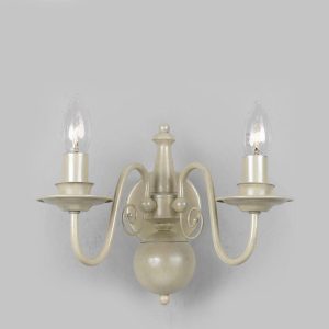 Impex Bologna Flemish style 2 lamp twin wall light in painted cream