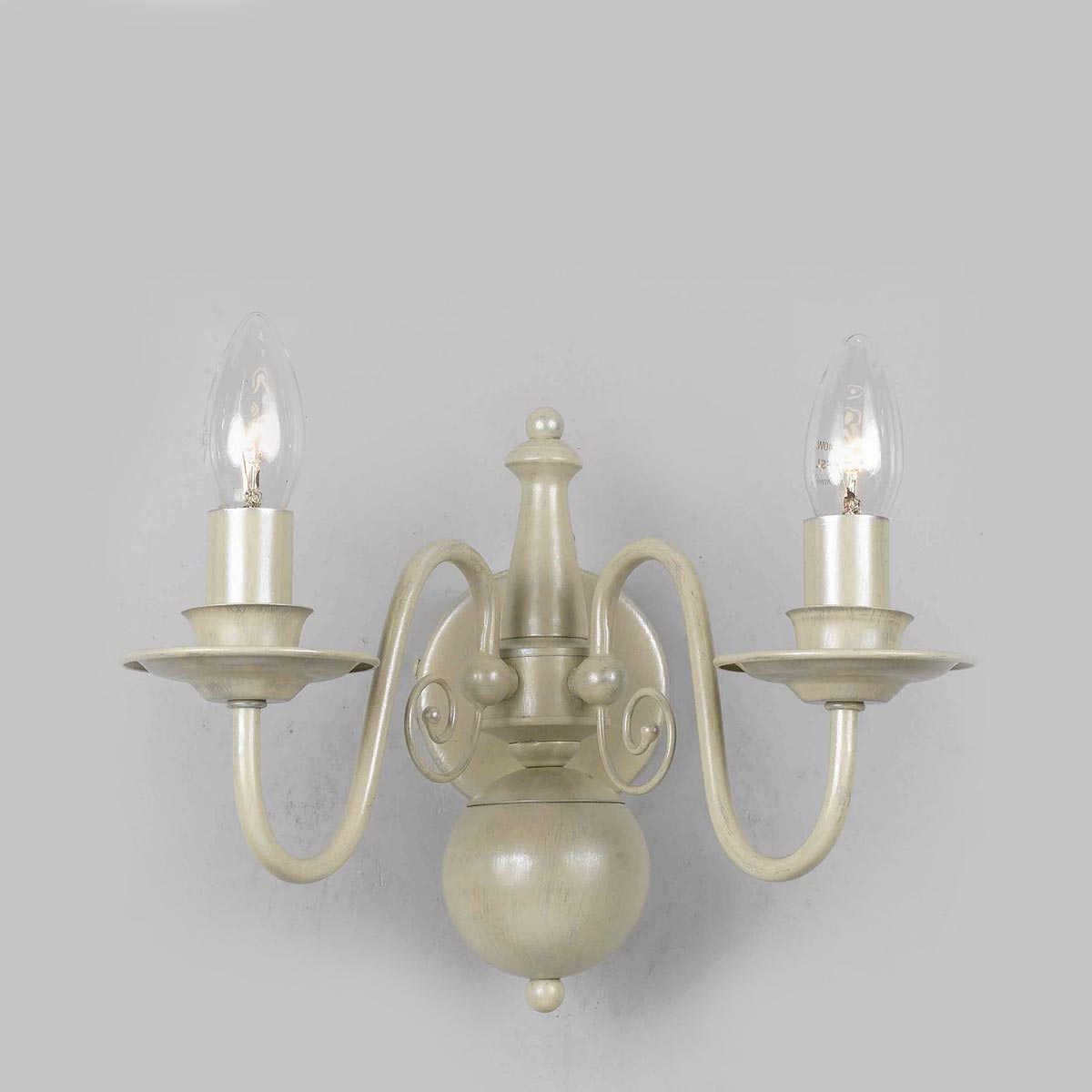 Impex Bologna Flemish Style 2 Lamp Twin Wall Light Painted Cream