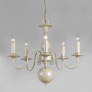 Impex Bologna Flemish style 5 light chandelier in painted cream