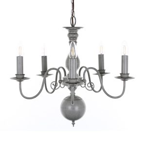 Impex Bologna Flemish style 5 light chandelier in painted grey