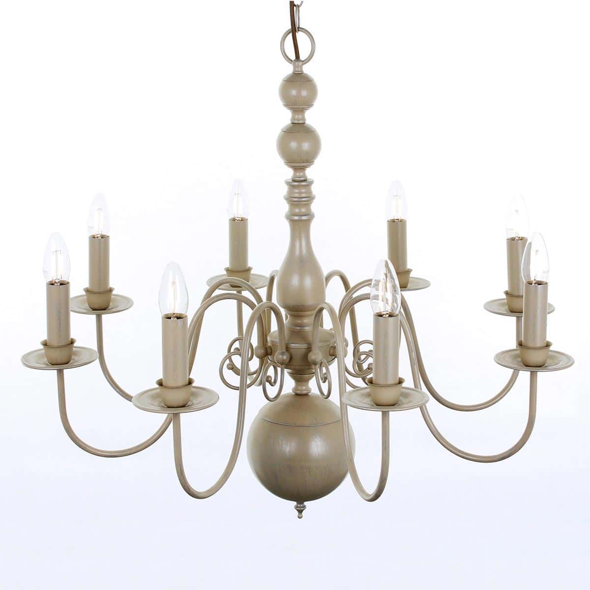Impex Bologna Flemish Style 8 Light Chandelier Painted Cream Finish